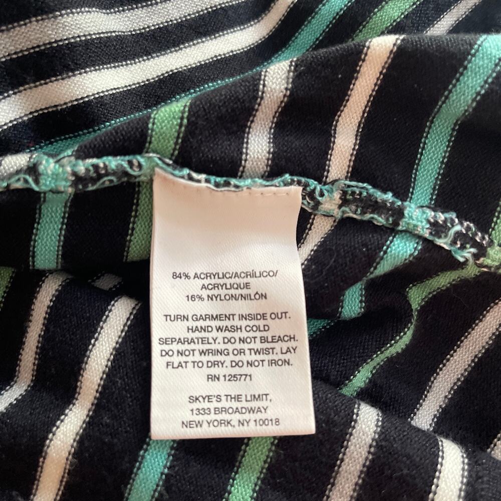Skye's The Limit Hi-Low Hem Stripe Sweater - Aqua/Black/Cream - Sz XL - Picture 6 of 12